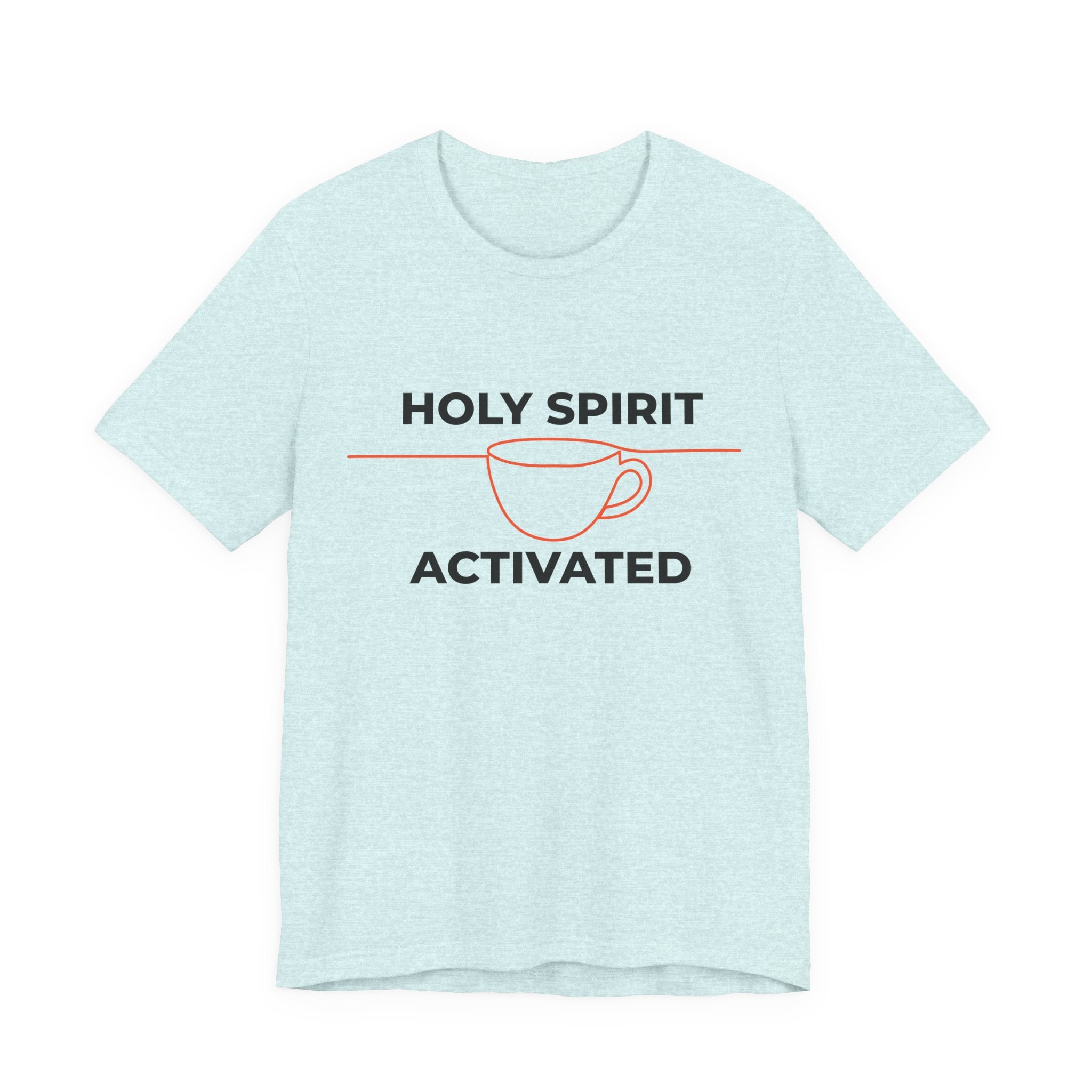 Light blue t-shirt with 'Holy Spirit Activated' graphic on a white background