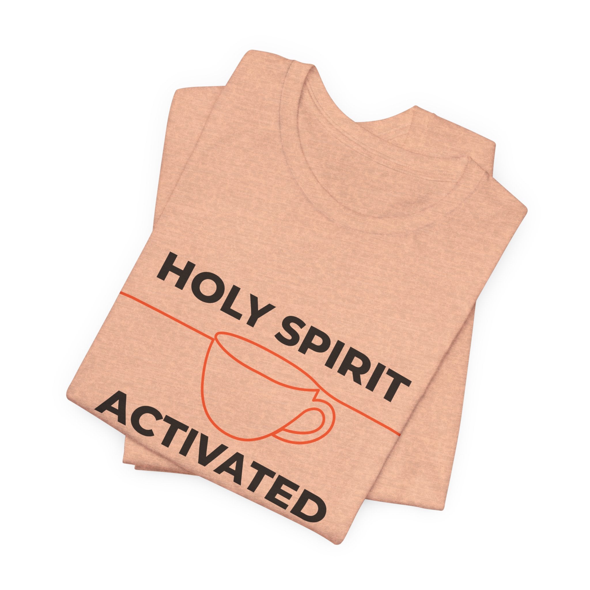 Beige tank top with 'Holy Spirit Activated' text and graphic on a white background