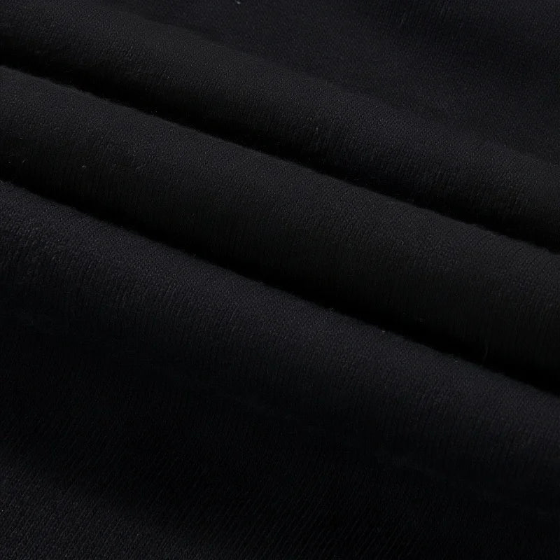 Close-up of black fabric with visible texture 