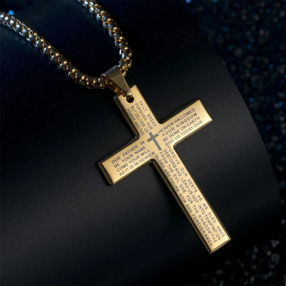 Hip Hop Cross Pendant in gold color on a black background.