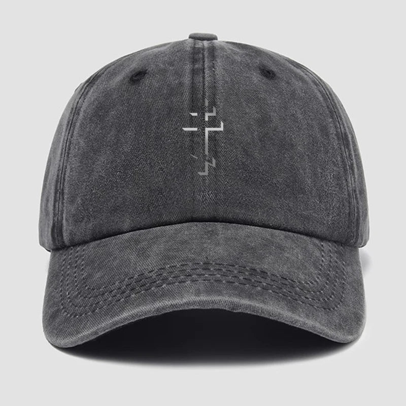 Gray cap with 'faith' emblem on a light gray background