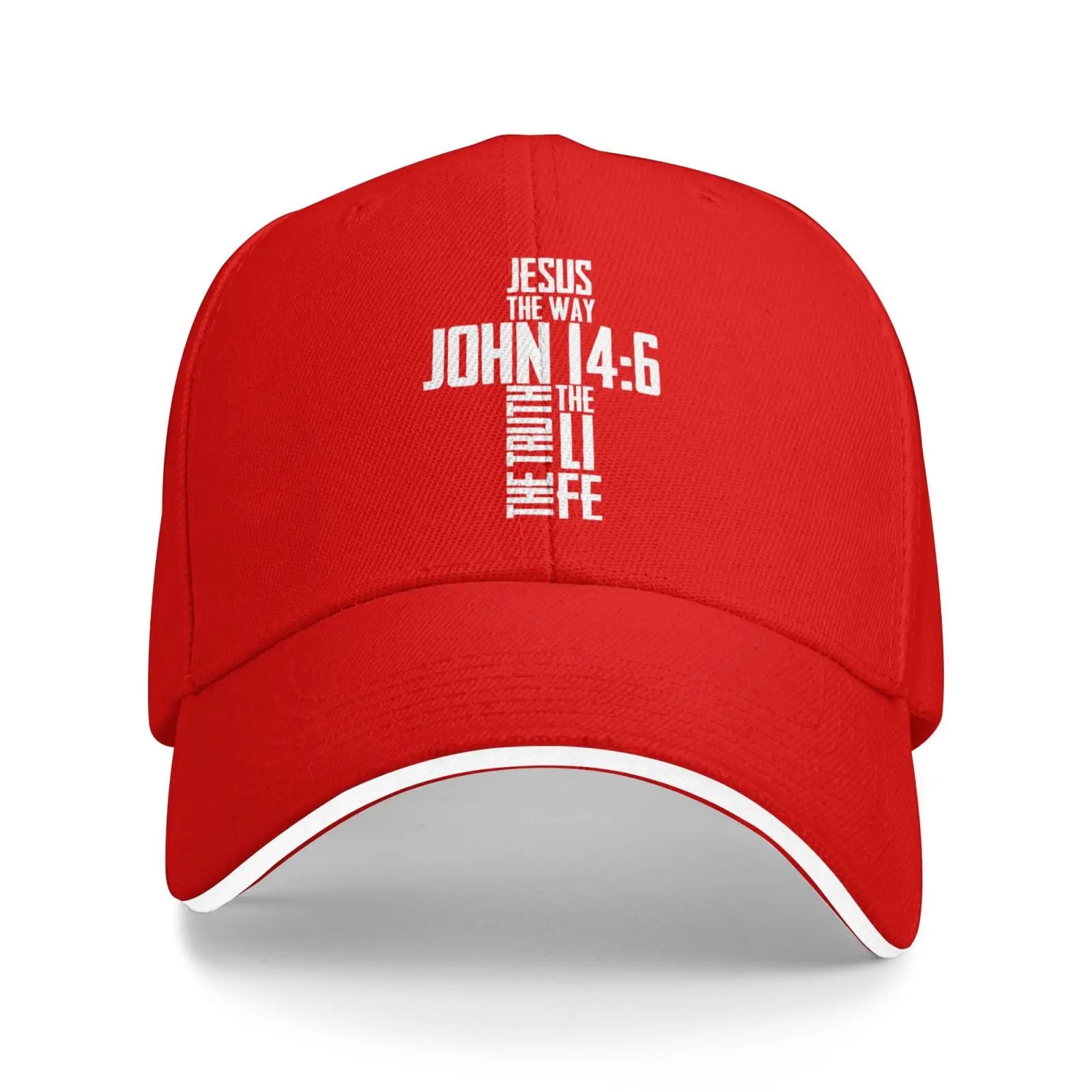 John 14:6 Verse Cap in red color.