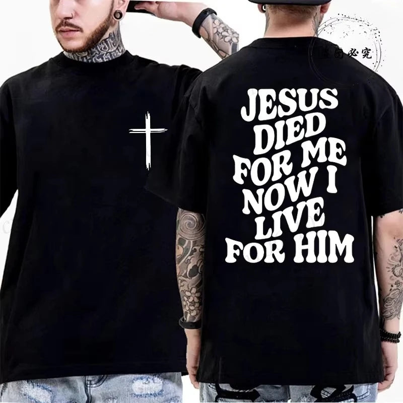 Summer Short-sleeved Casual T-shirt Christian Jesus Bible Verse Print