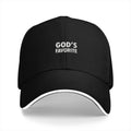 Black cap with 'GOD'S FAVORITE' text on a white background