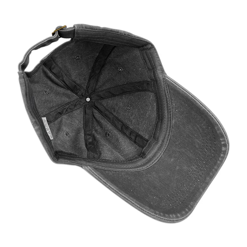 Inside view of Gray baseball cap on a white background