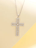 Moissanite Cross Necklace with a shimmering finish.