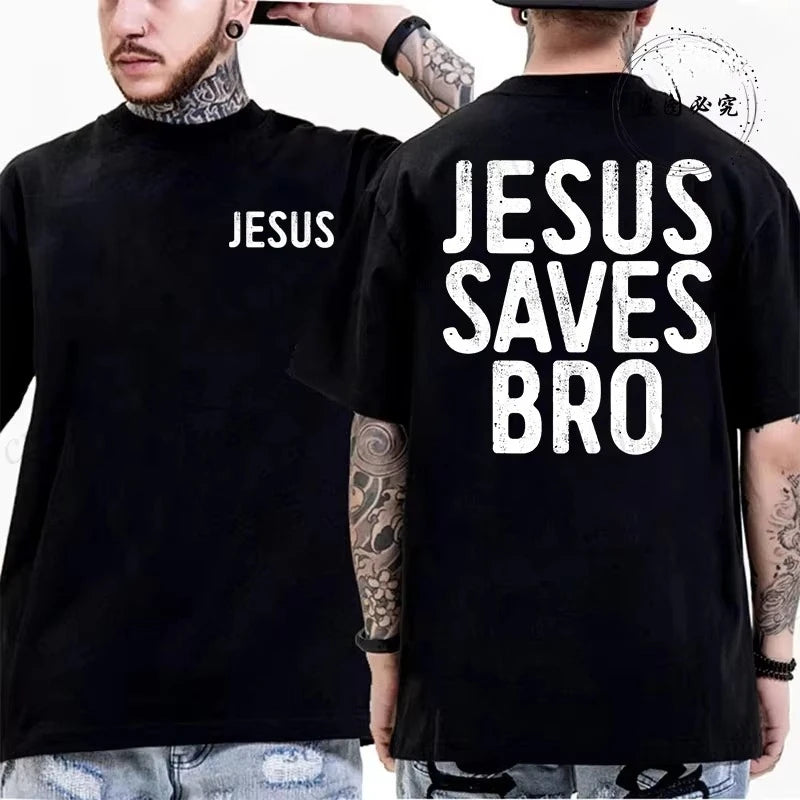 Summer Short-sleeved Casual T-shirt Christian Jesus Bible Verse Print
