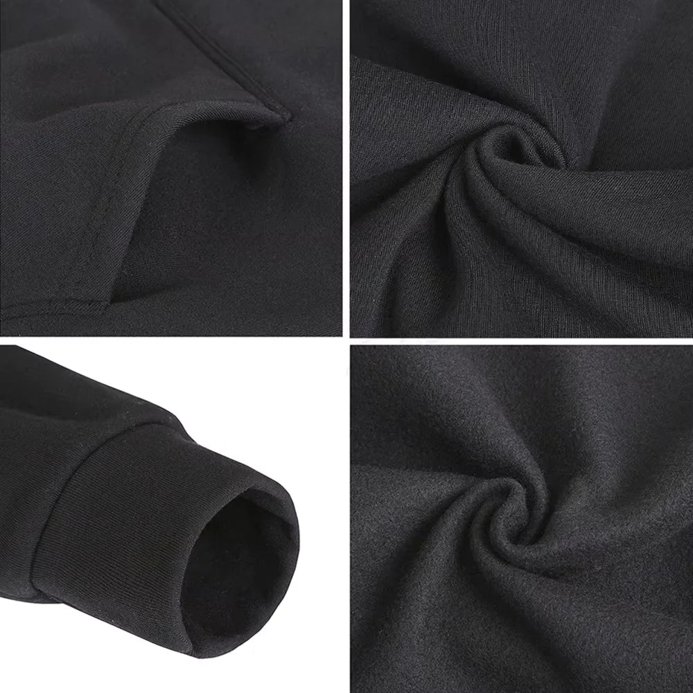 Collage of black fabric showing different textures and folds.
